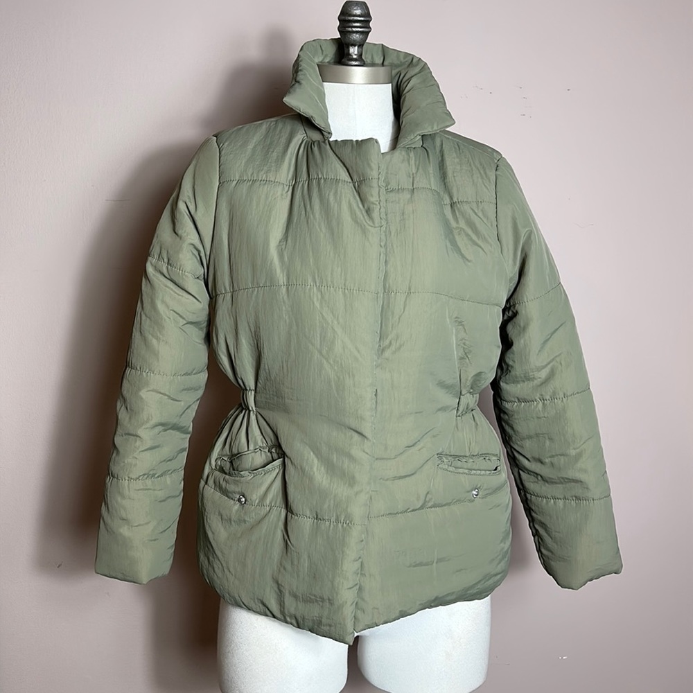 Blank nyc Olive Green Puffer Coat Snap Closure size L